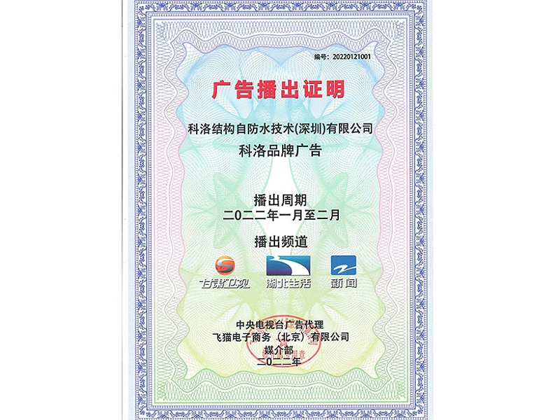 广告播出证明